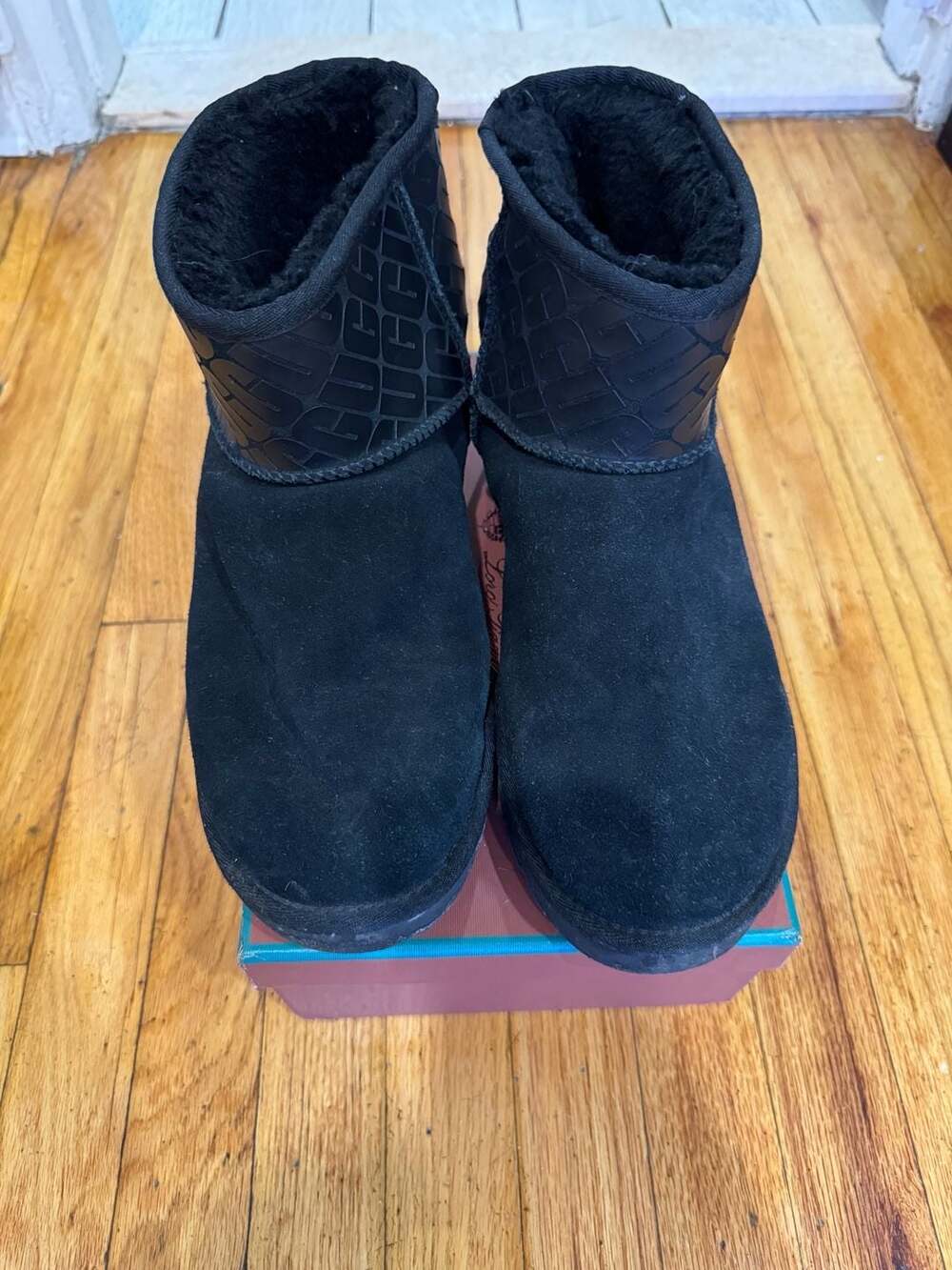 UGG Classic Mini II Ugg Logo Black Suede Boots